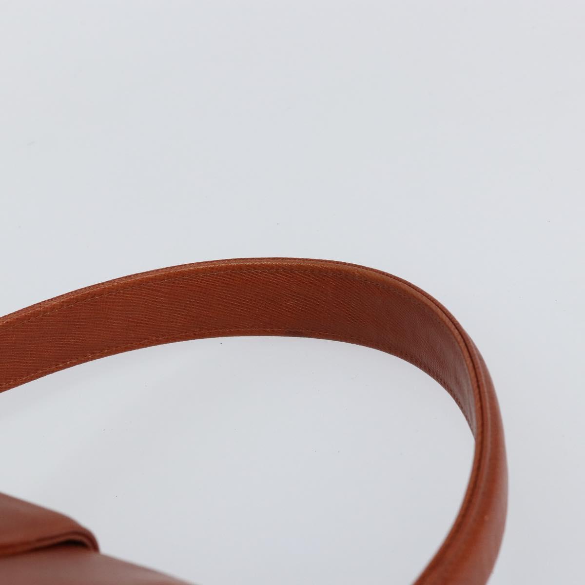 GIVENCHY Hand Bag Leather Brown Gold Auth 159082