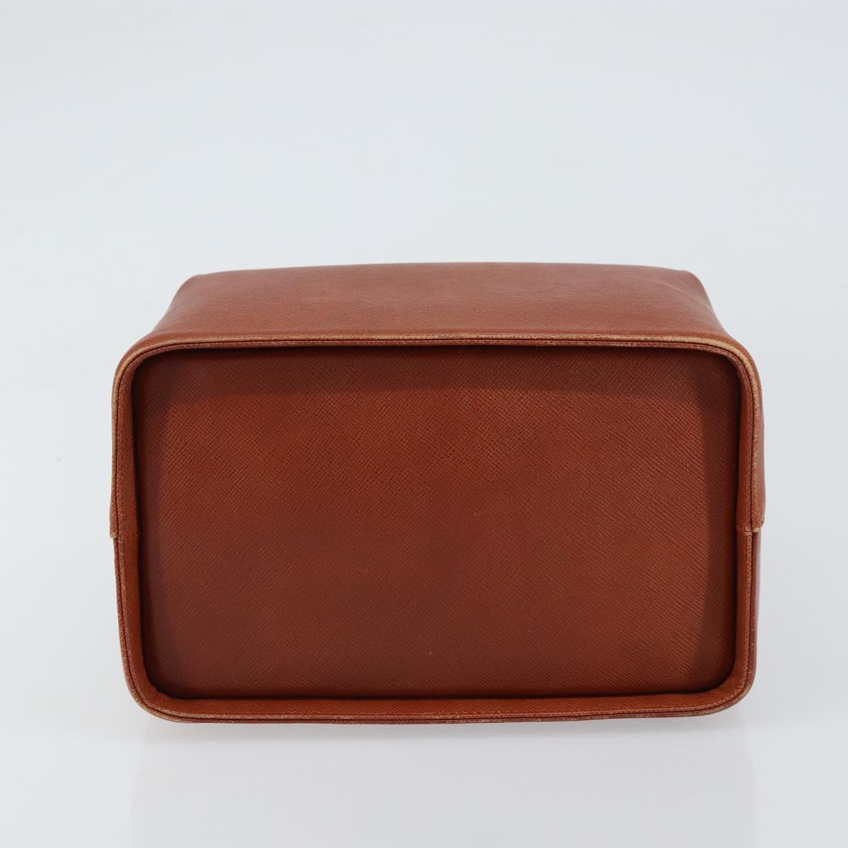 GIVENCHY Hand Bag Leather Brown Gold Auth 159082