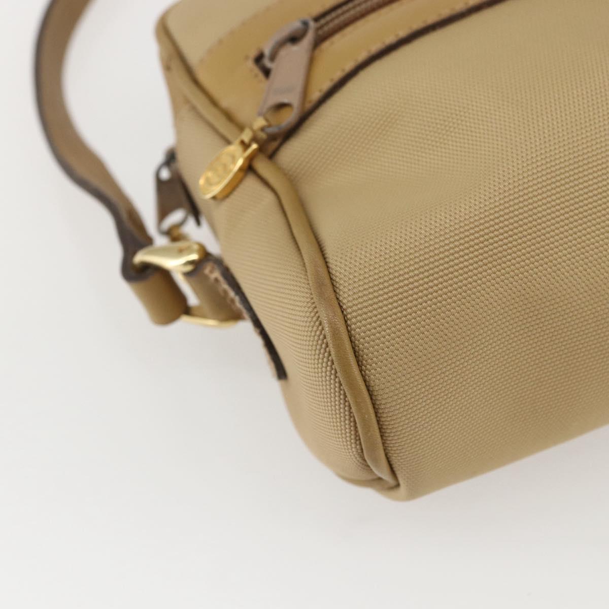 GUCCI Web Sherry Line Shoulder Bag Nylon Beige Gold Red 010 378 Auth 159085