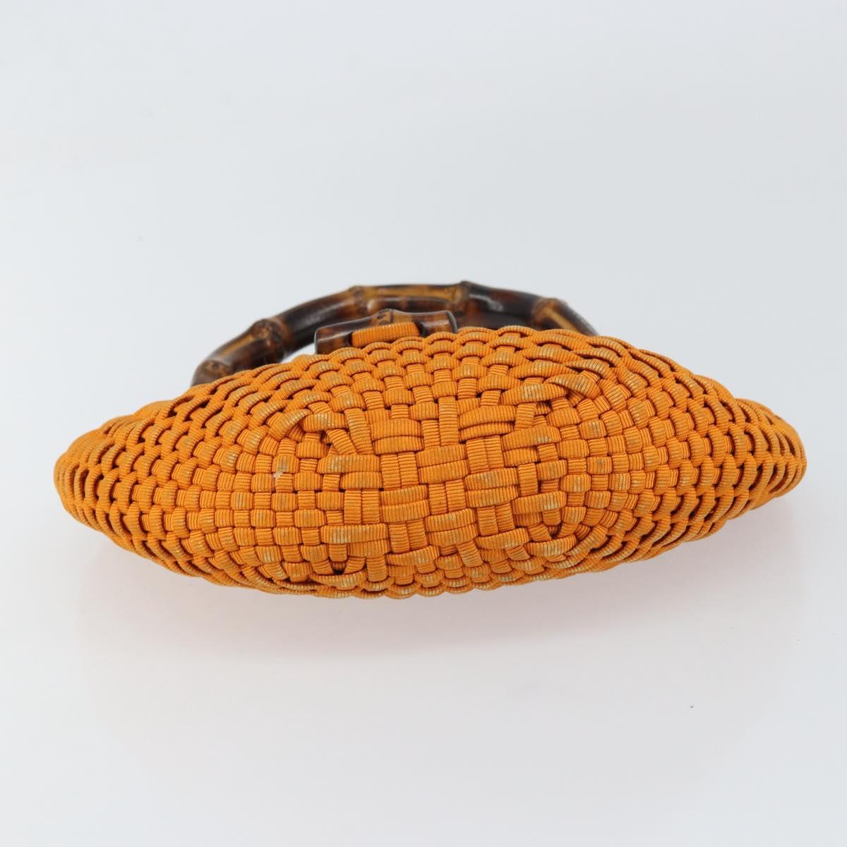 FENDI Bamboo Hand Bag Nylon Orange Gold Auth 159087