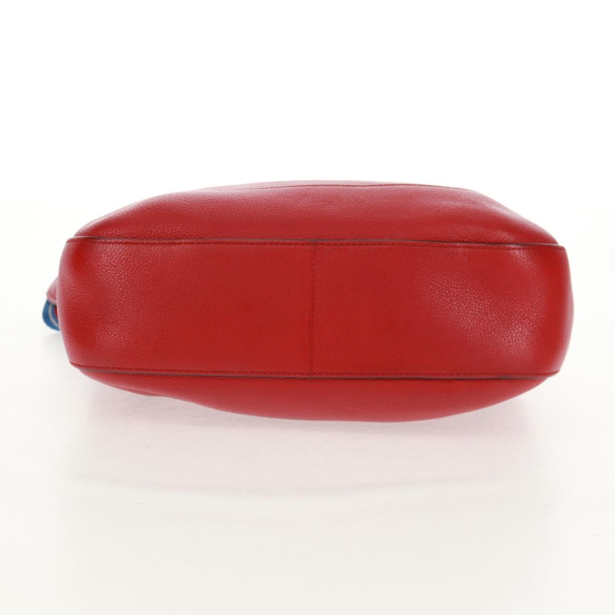 PRADA Shoulder Bag Leather Red Gold Auth 159088V