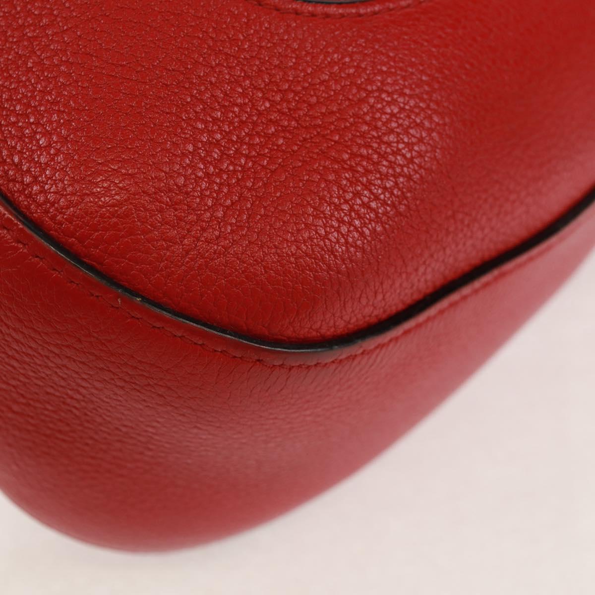 PRADA Shoulder Bag Leather Red Gold Auth 159088V