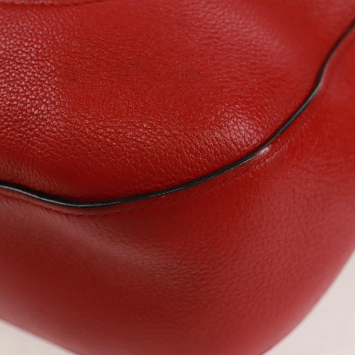 PRADA Shoulder Bag Leather Red Gold Auth 159088V