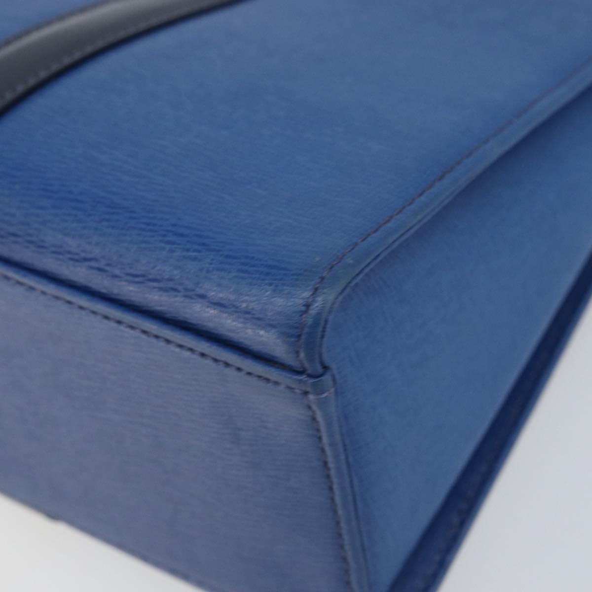 Burberrys Hand Bag Leather Blue Gold Auth 159091