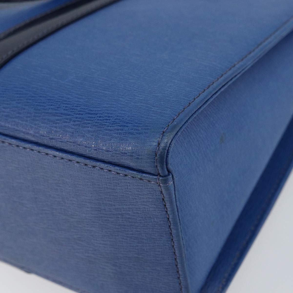 Burberrys Hand Bag Leather Blue Gold Auth 159091