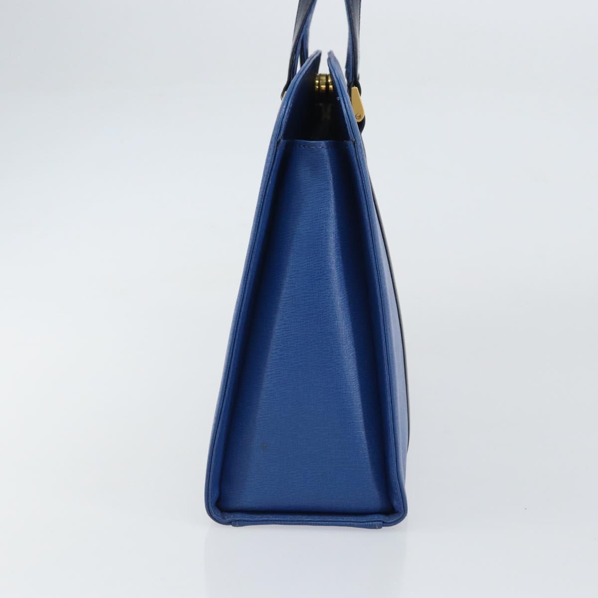 Burberrys Hand Bag Leather Blue Gold Auth 159091
