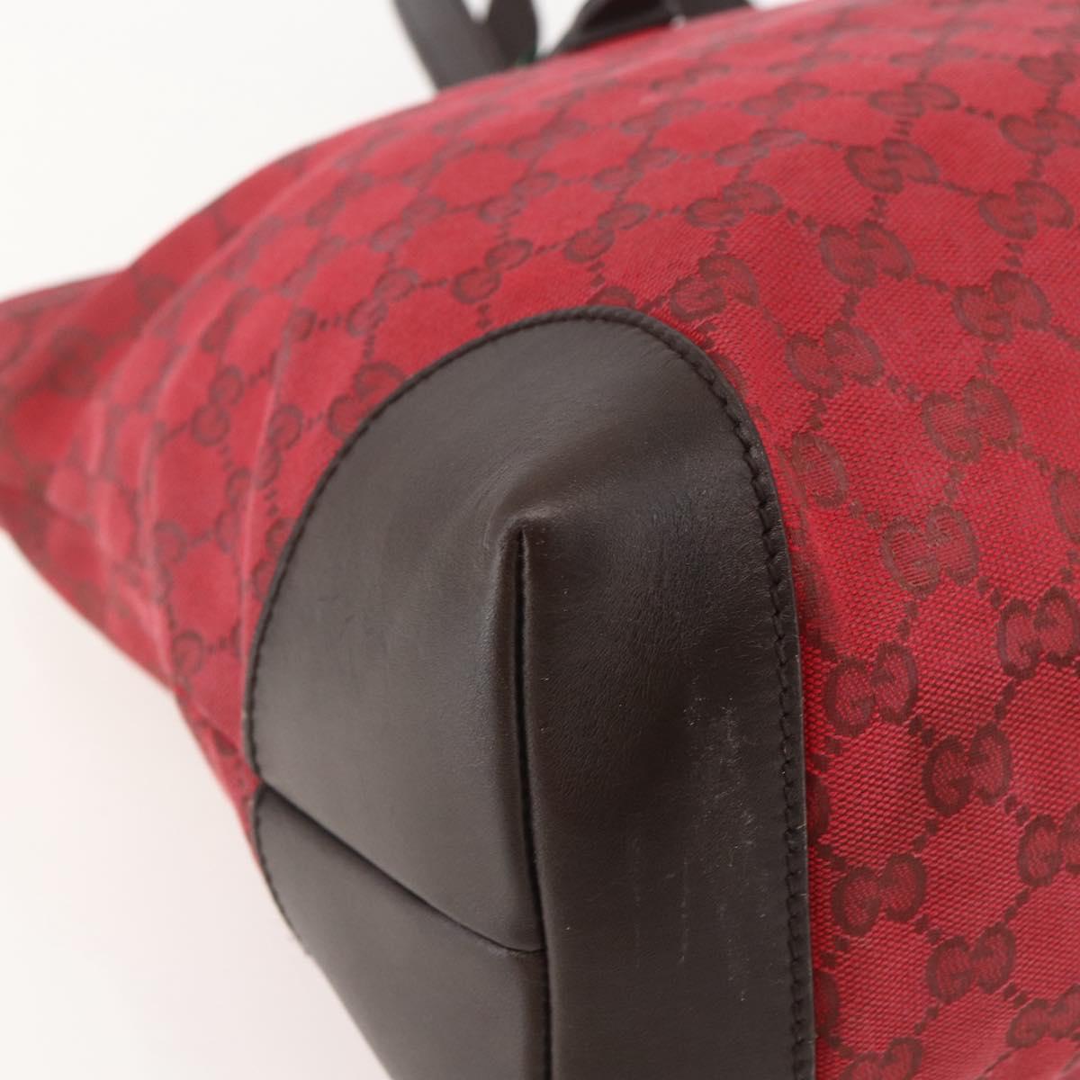 GUCCI GG Canvas Tote Bag Gold Red 308928 Auth 159092