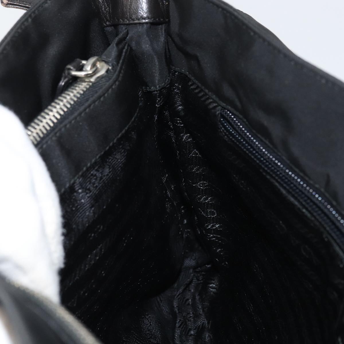 PRADA Shoulder Bag Nylon Black Silver Auth 159132