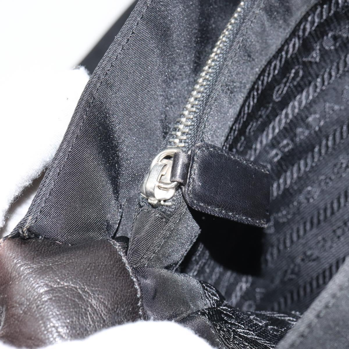 PRADA Shoulder Bag Nylon Black Silver Auth 159132