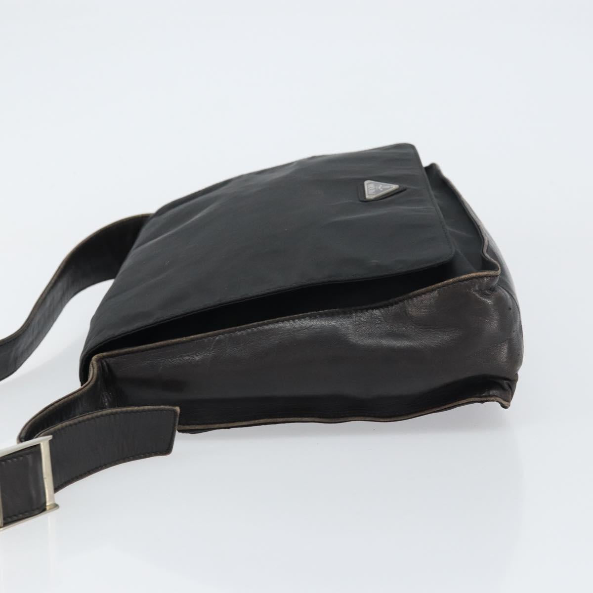 PRADA Shoulder Bag Nylon Black Silver Auth 159132