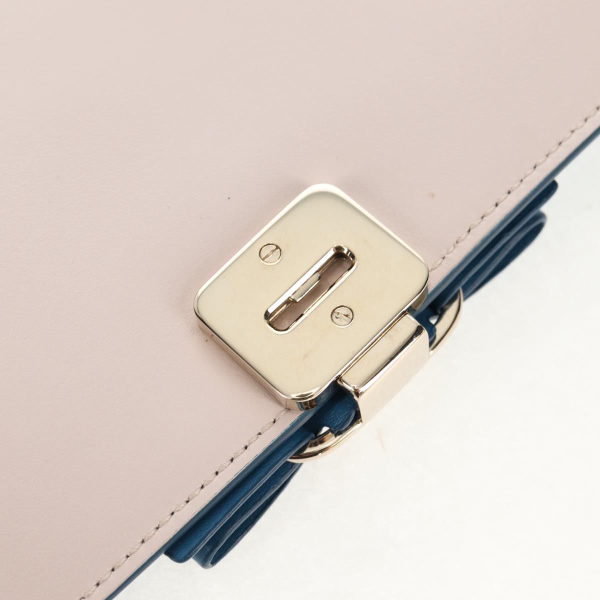 Salvatore Ferragamo Vala Chain Vala Shoulder Bag Leather Blue Gold Auth 159137V