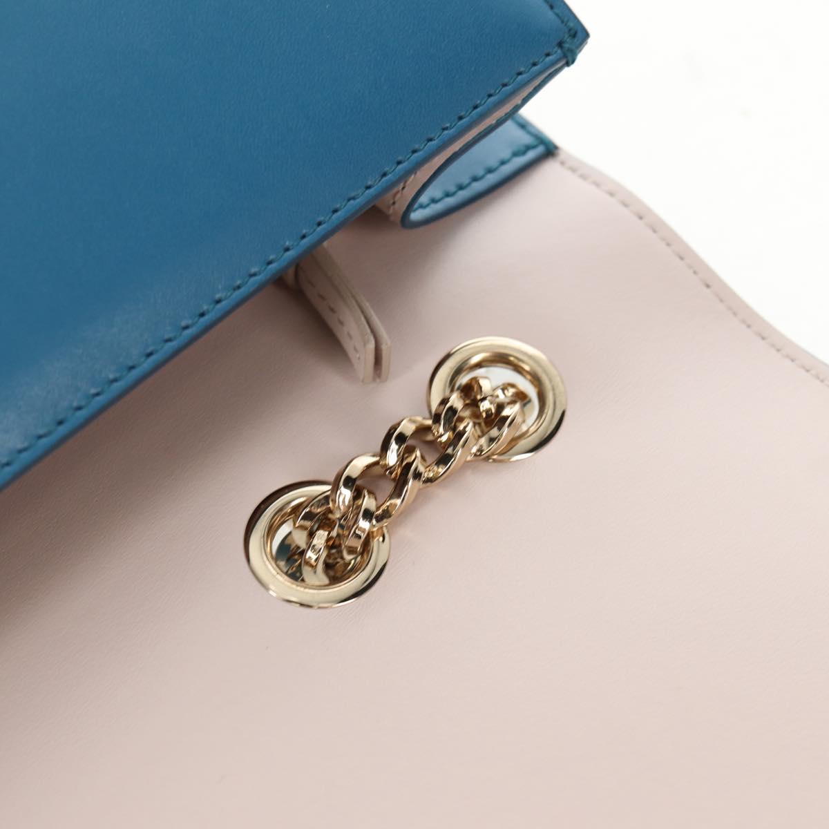 Salvatore Ferragamo Vala Chain Vala Shoulder Bag Leather Blue Gold Auth 159137V