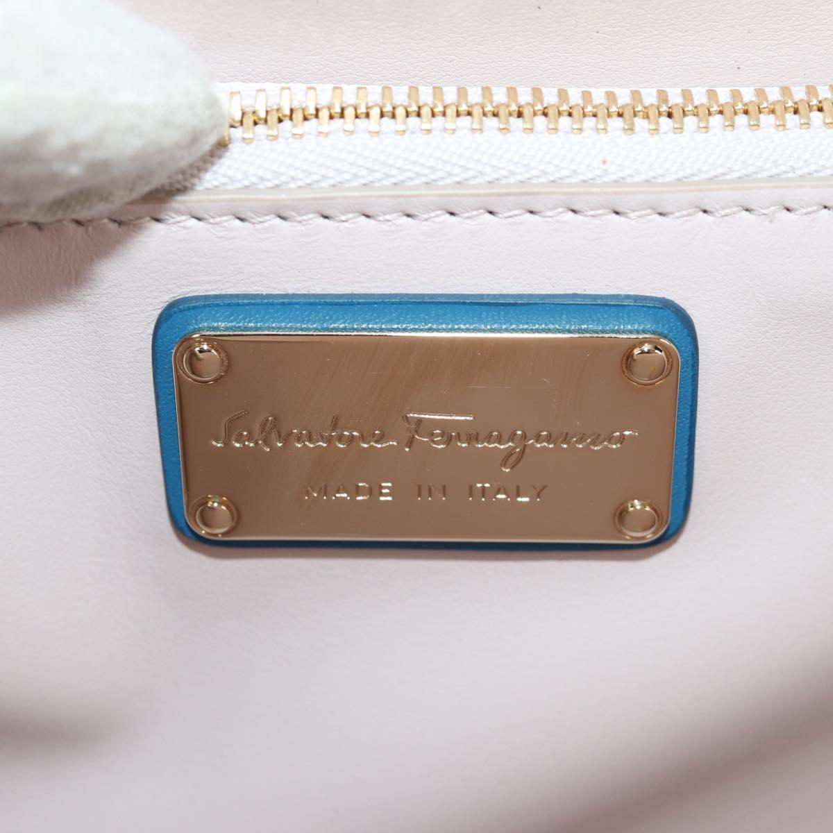 Salvatore Ferragamo Vala Chain Vala Shoulder Bag Leather Blue Gold Auth 159137V