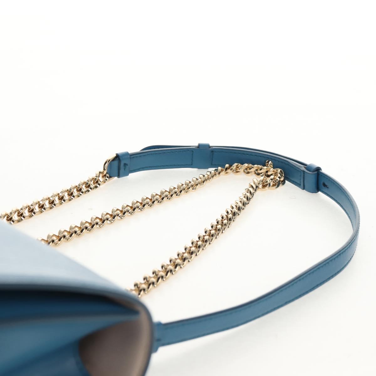 Salvatore Ferragamo Vala Chain Vala Shoulder Bag Leather Blue Gold Auth 159137V
