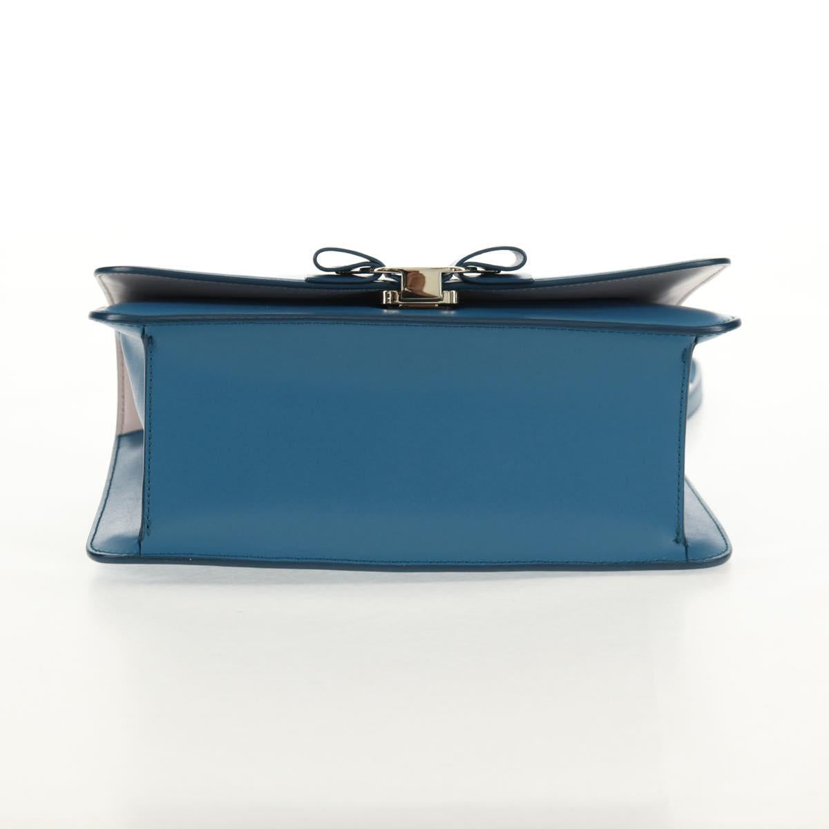 Salvatore Ferragamo Vala Chain Vala Shoulder Bag Leather Blue Gold Auth 159137V