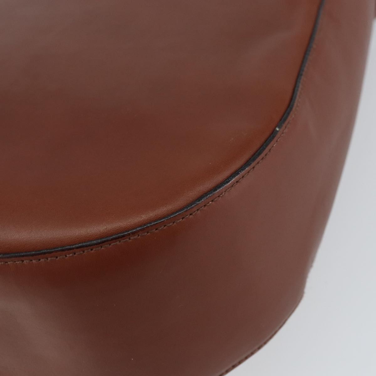 Salvatore Ferragamo Gancini Shoulder Bag Leather Brown Gold Auth 159139