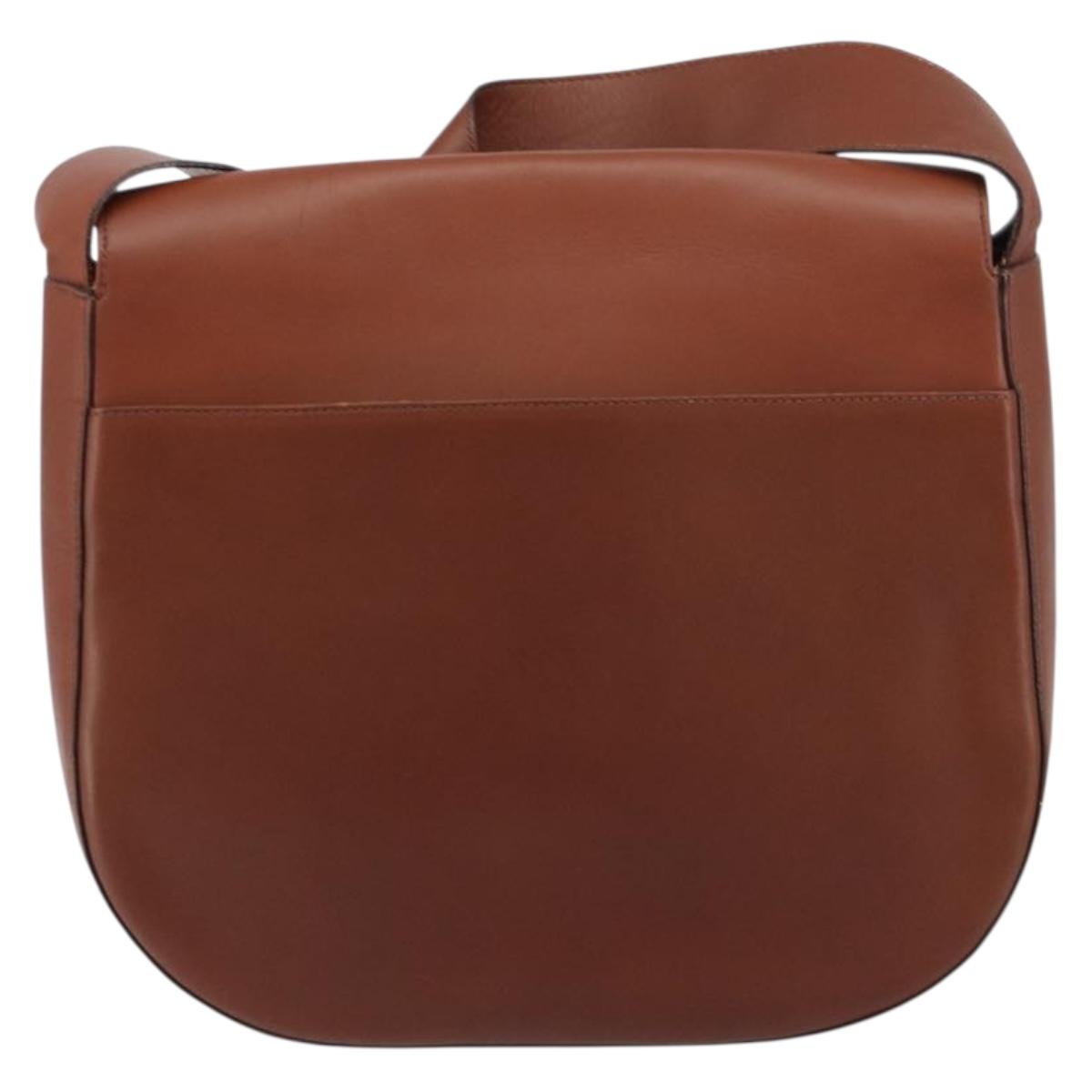 Salvatore Ferragamo Gancini Shoulder Bag Leather Brown Gold Auth 159139