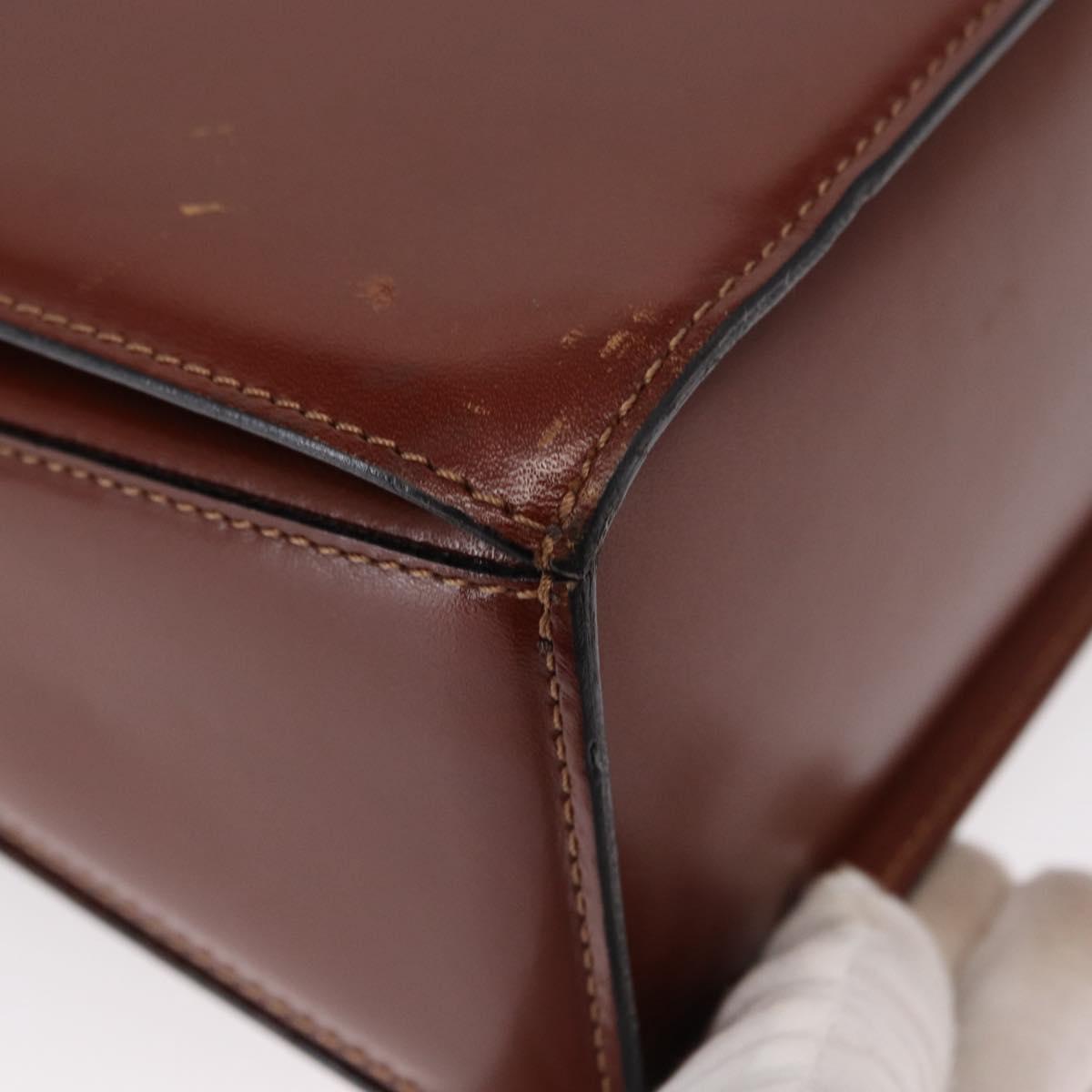 BALLY Hand Bag Leather 2way Brown Gold Auth 159141