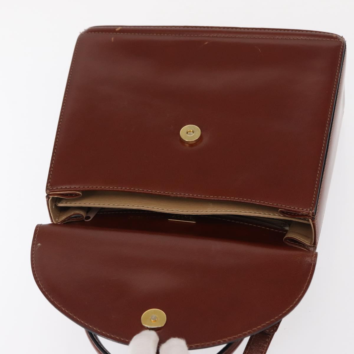 BALLY Hand Bag Leather 2way Brown Gold Auth 159141