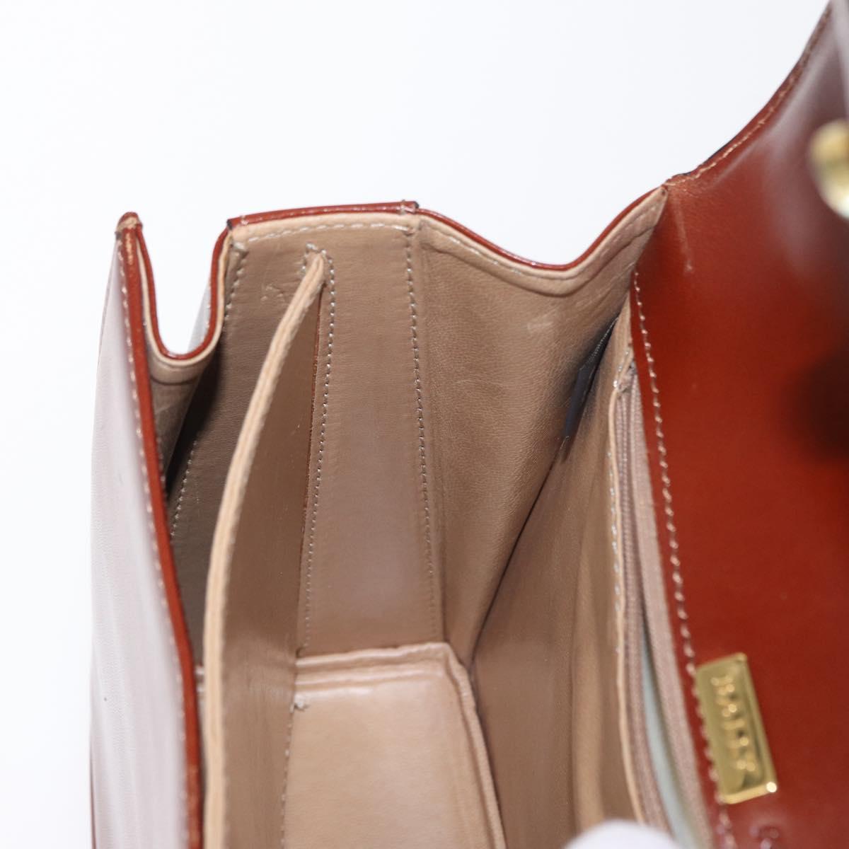 BALLY Hand Bag Leather 2way Brown Gold Auth 159141
