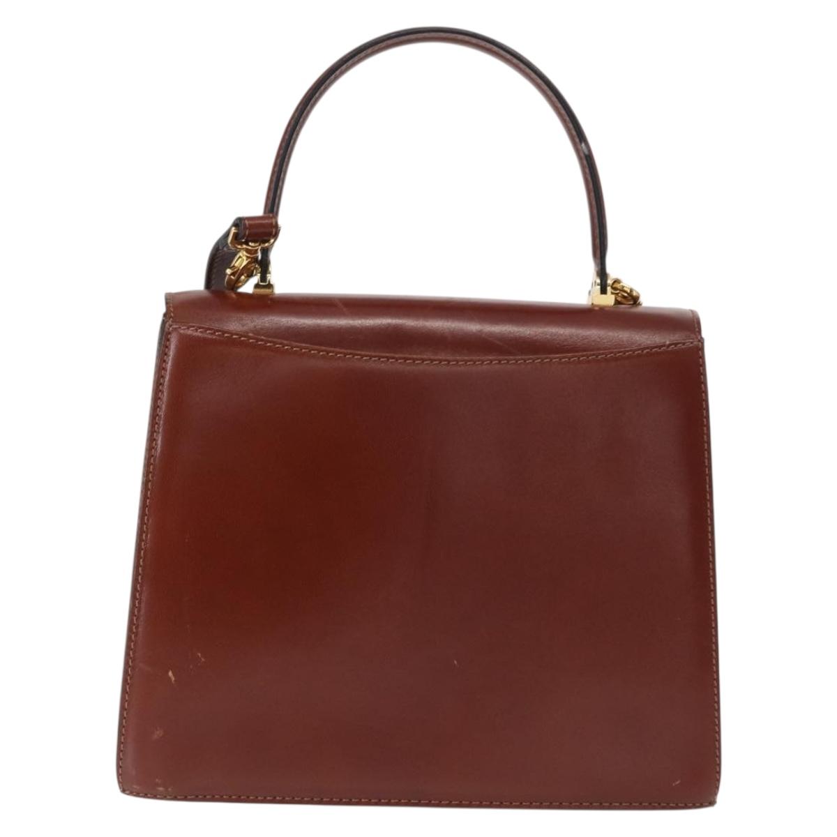 BALLY Hand Bag Leather 2way Brown Gold Auth 159141