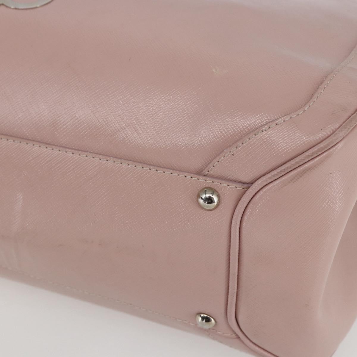 Salvatore Ferragamo Gancini Hand Bag Leather Pink Silver Auth 159143