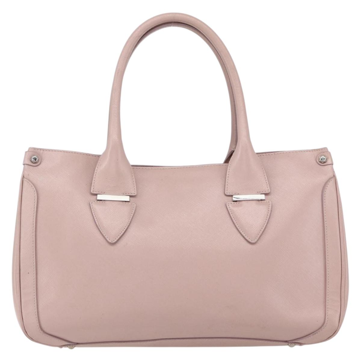 Salvatore Ferragamo Gancini Hand Bag Leather Pink Silver Auth 159143