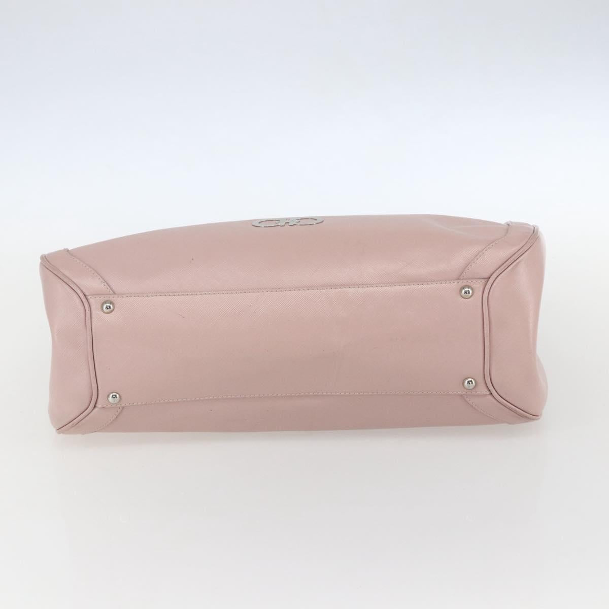 Salvatore Ferragamo Gancini Hand Bag Leather Pink Silver Auth 159143