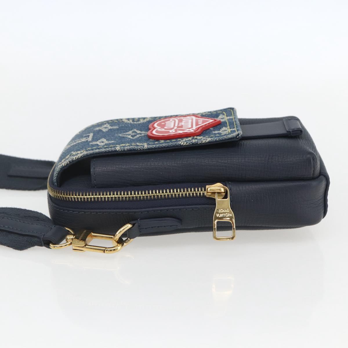 LOUIS VUITTON LV Squared Double Phone Pouch Blue M81060 LV Auth 159145SAM