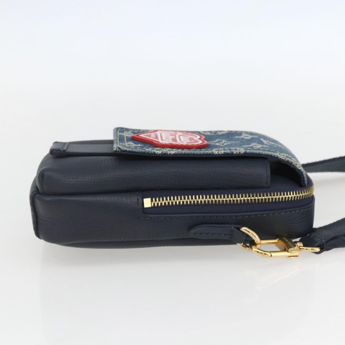 LOUIS VUITTON LV Squared Double Phone Pouch Blue M81060 LV Auth 159145SAM