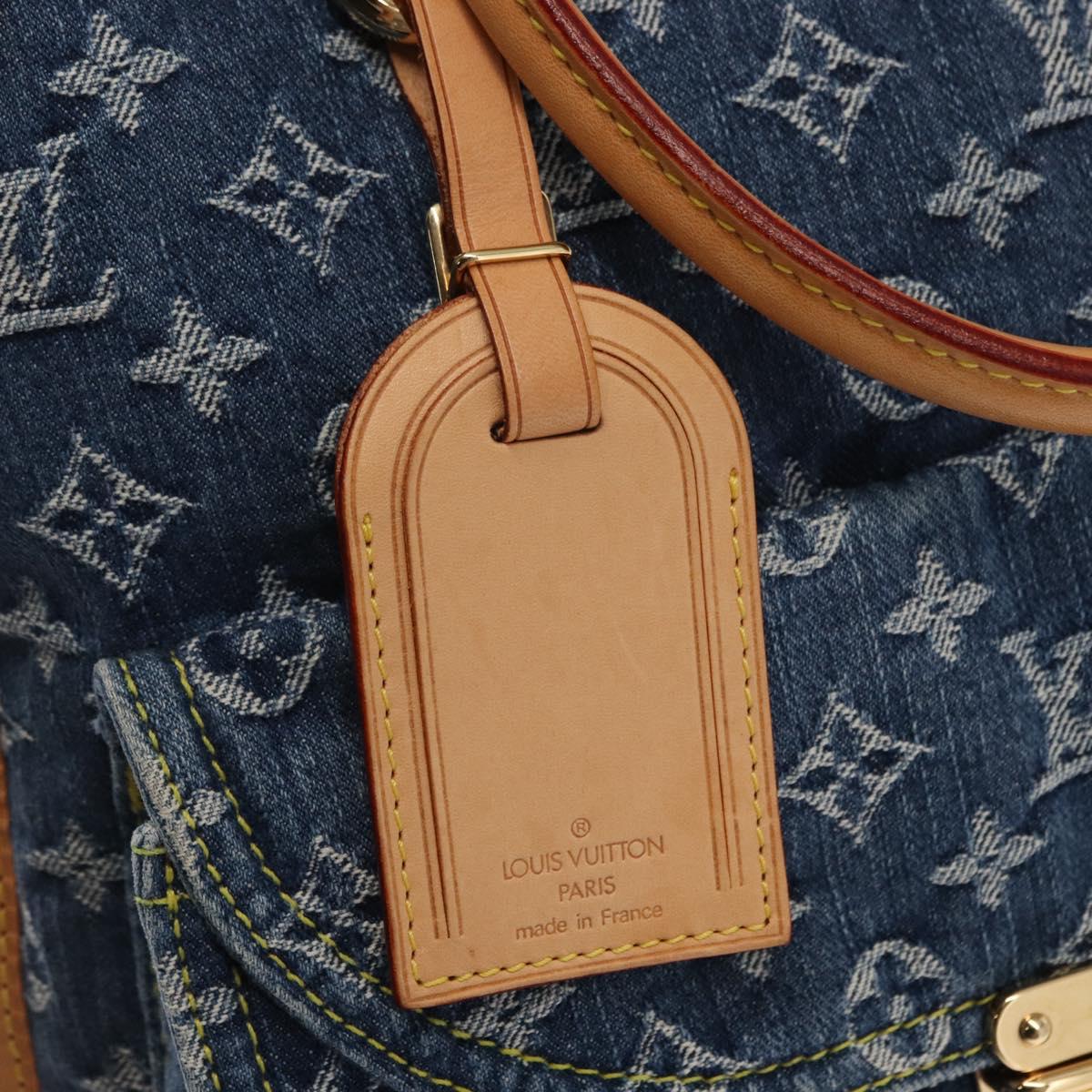 LOUIS VUITTON Monogram Denim Flat Shopper Tote Bag Blue M95018 LV Auth 159149SM
