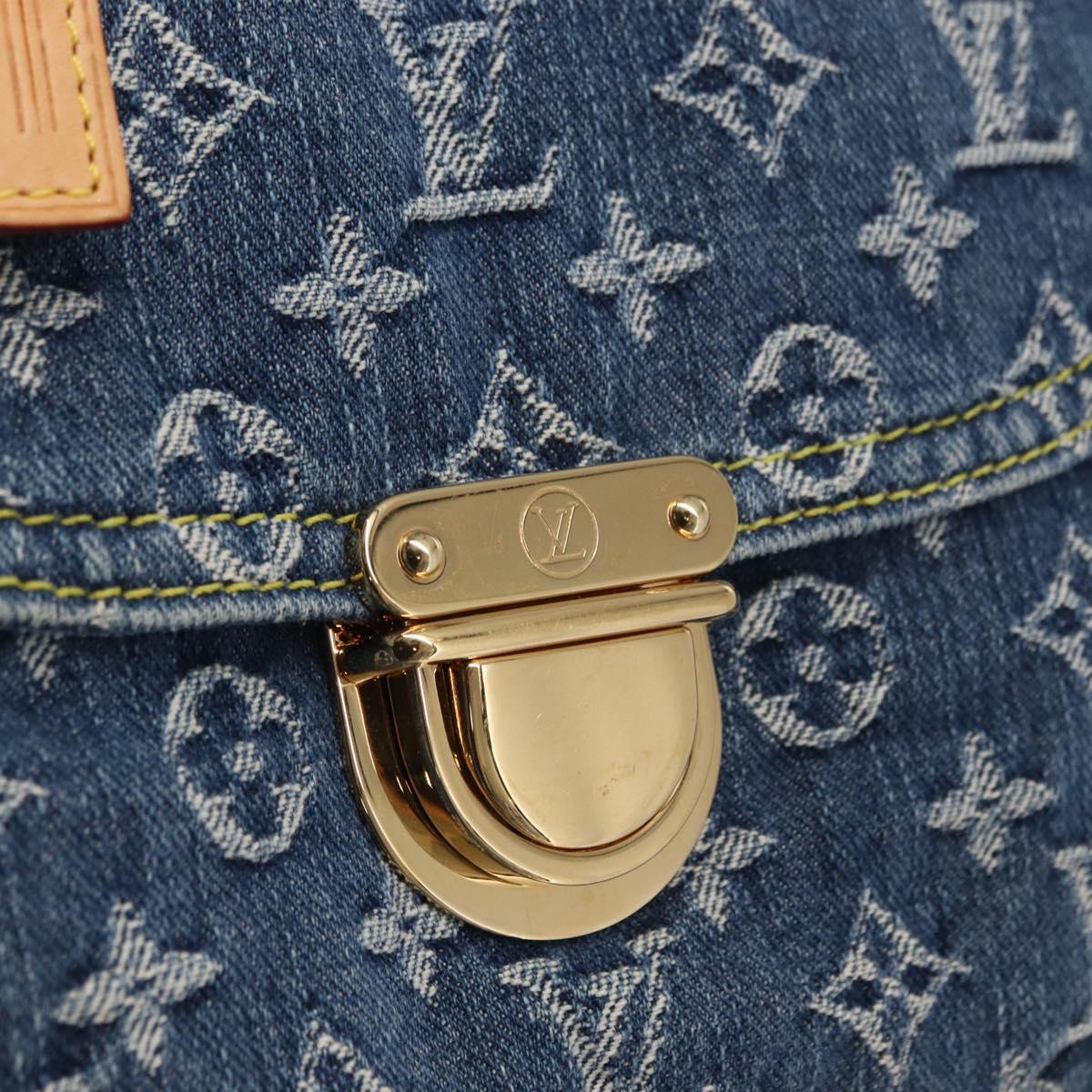 LOUIS VUITTON Monogram Denim Flat Shopper Tote Bag Blue M95018 LV Auth 159149SM