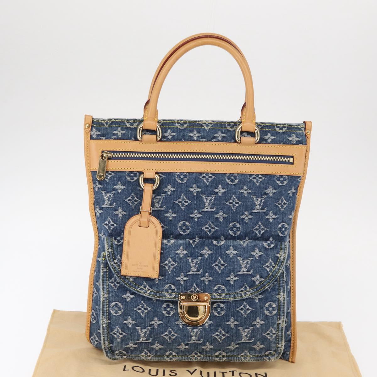 LOUIS VUITTON Monogram Denim Flat Shopper Tote Bag Blue M95018 LV Auth 159149SM