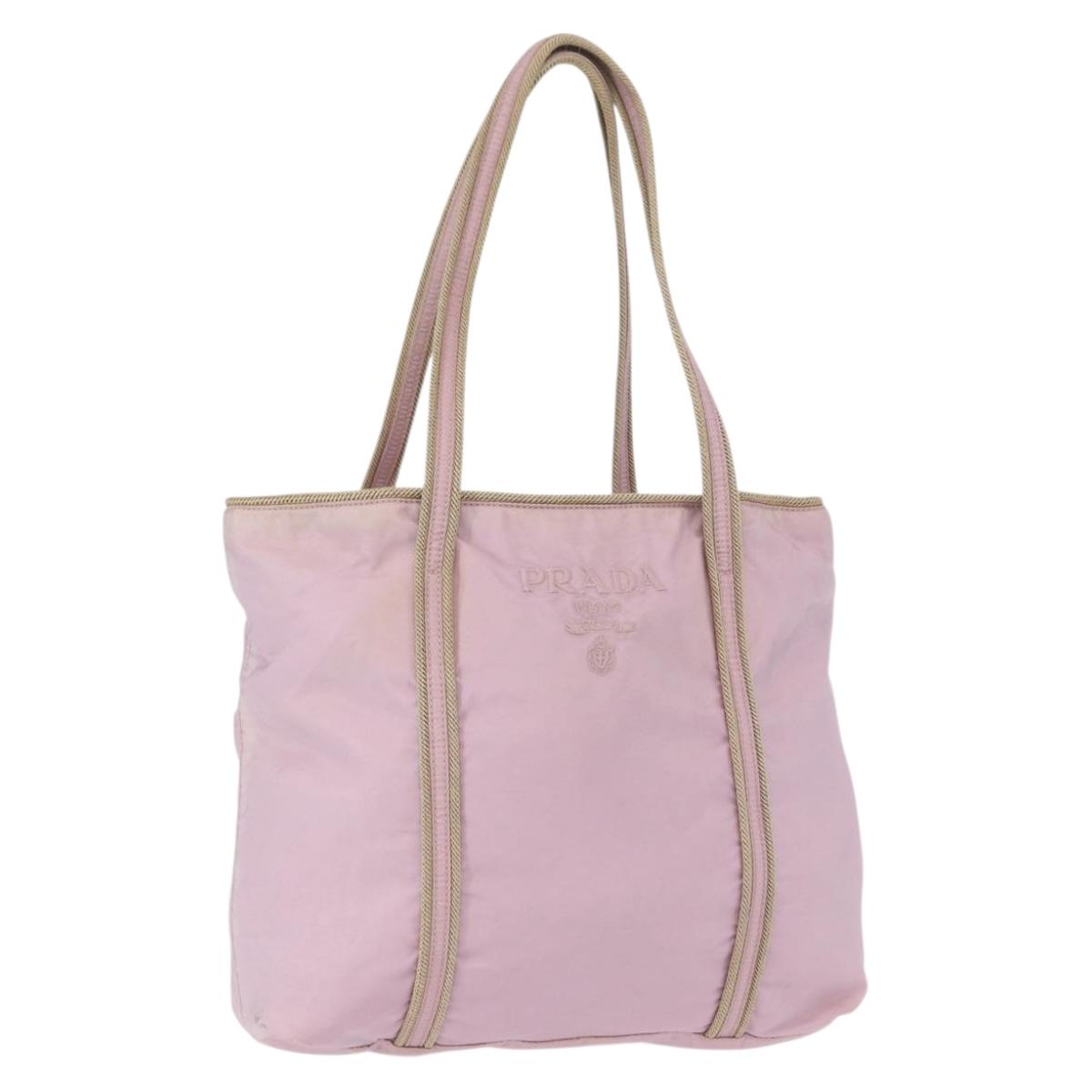 PRADA Hand Bag Nylon Pink Silver Auth 159153