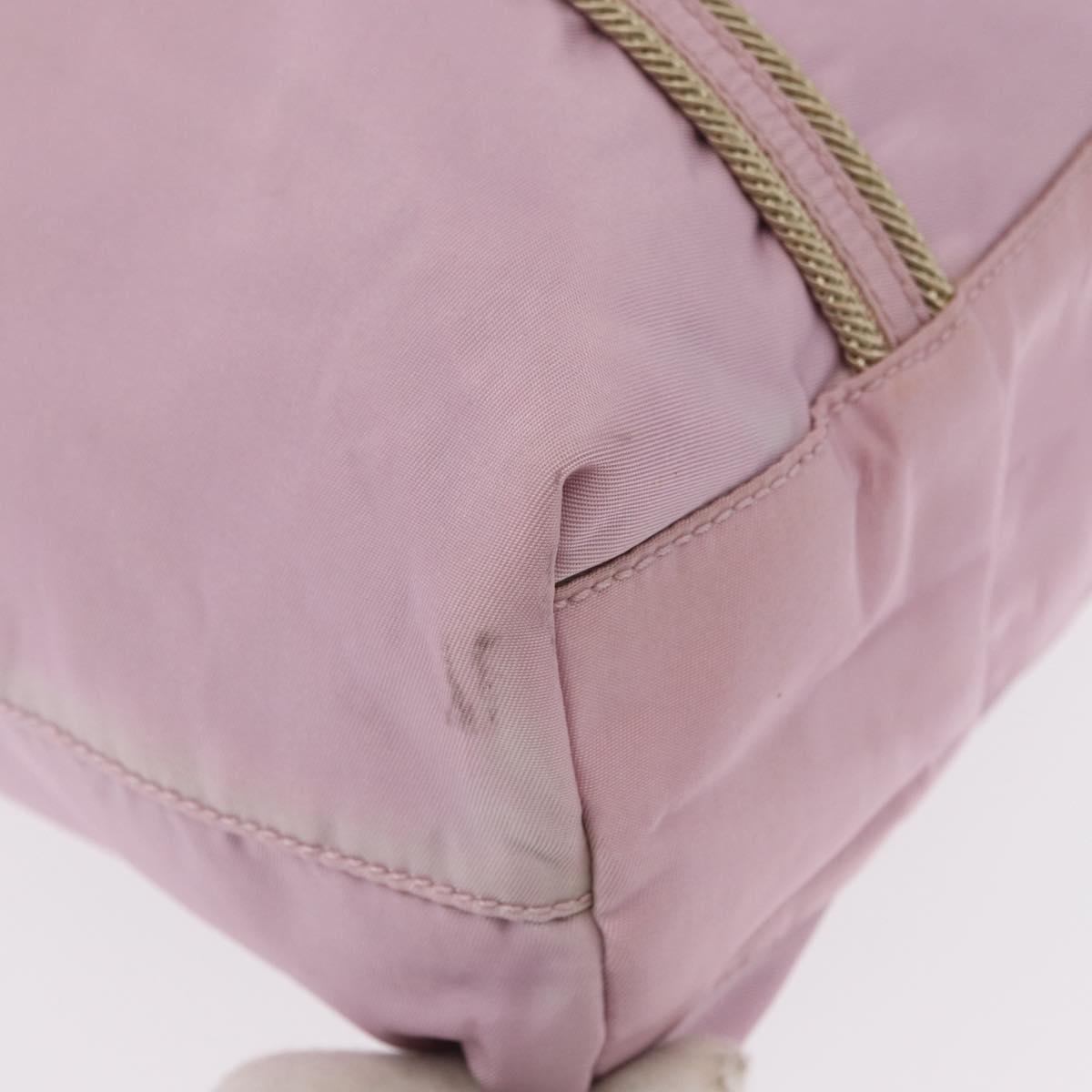 PRADA Hand Bag Nylon Pink Silver Auth 159153