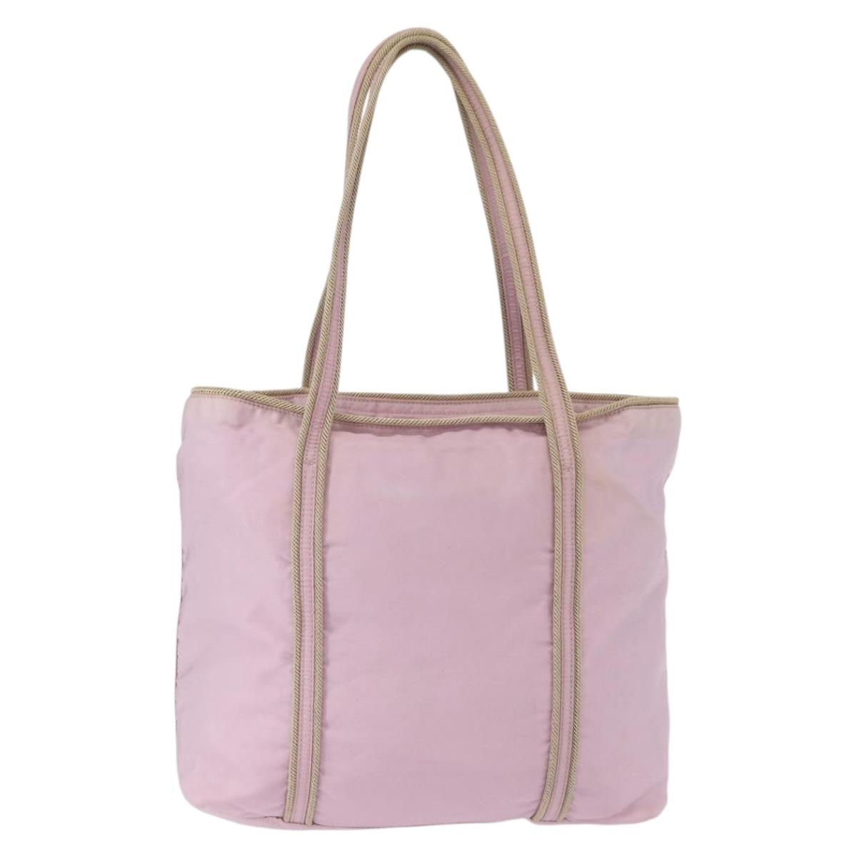 PRADA Hand Bag Nylon Pink Silver Auth 159153