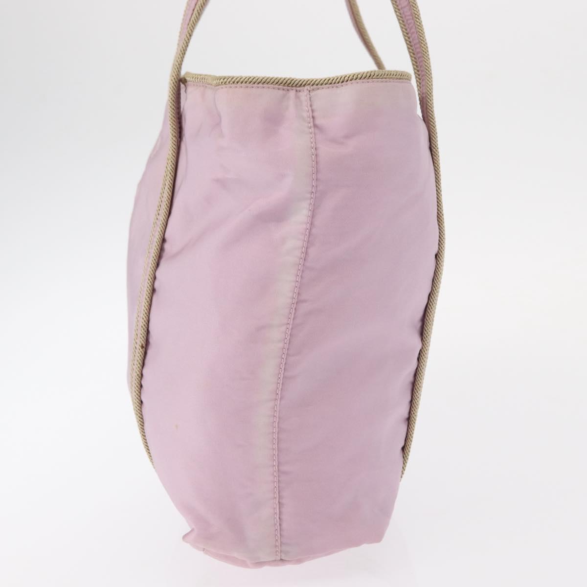 PRADA Hand Bag Nylon Pink Silver Auth 159153