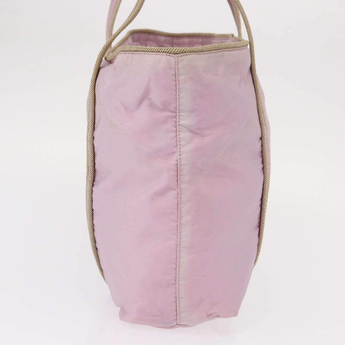 PRADA Hand Bag Nylon Pink Silver Auth 159153