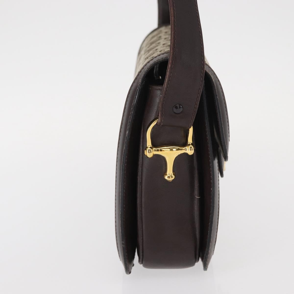 CELINE C Sulky Horse Carriage Shoulder Bag Canvas Beige Gold Auth 159163