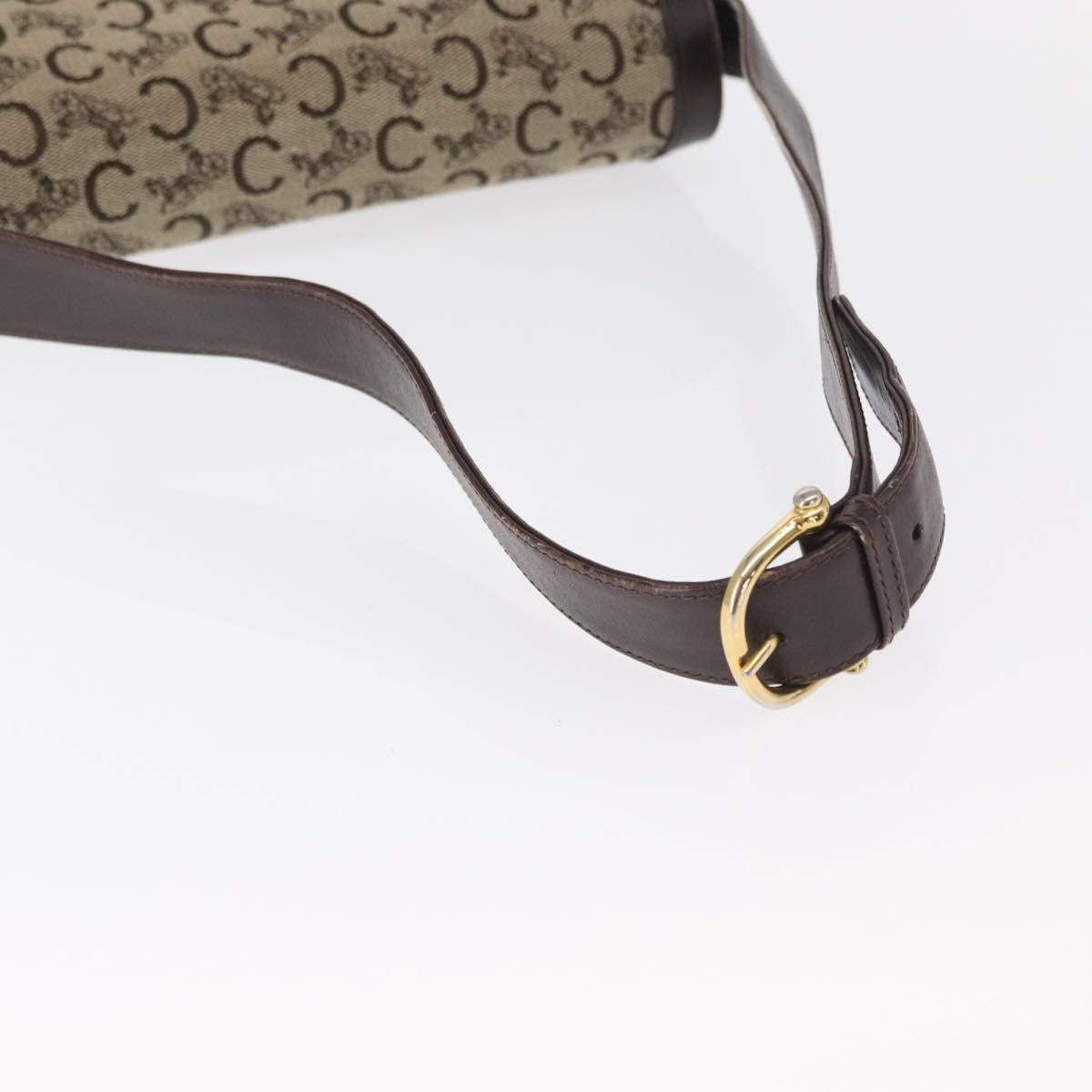 CELINE C Sulky Horse Carriage Shoulder Bag Canvas Beige Gold Auth 159163