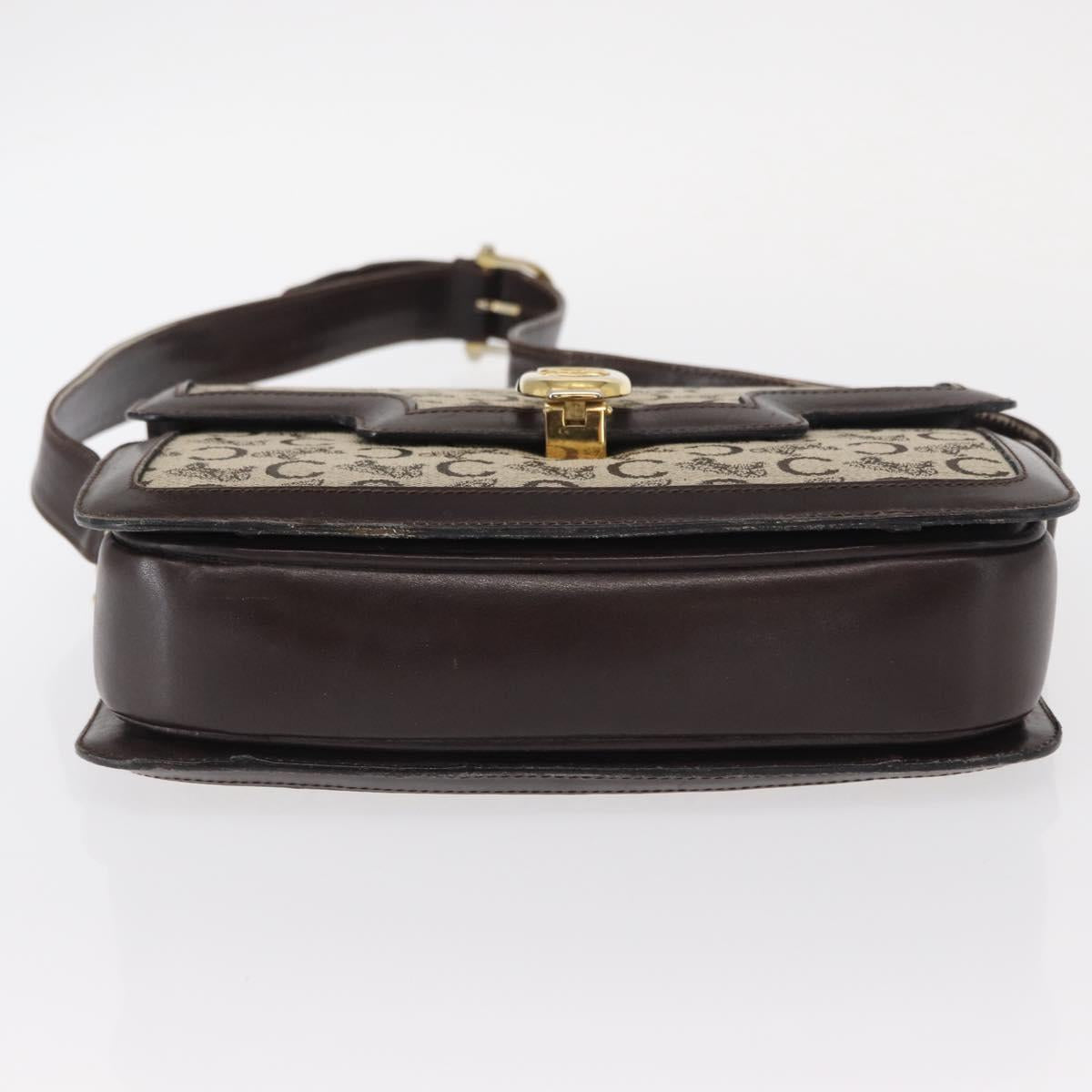 CELINE C Sulky Horse Carriage Shoulder Bag Canvas Beige Gold Auth 159163