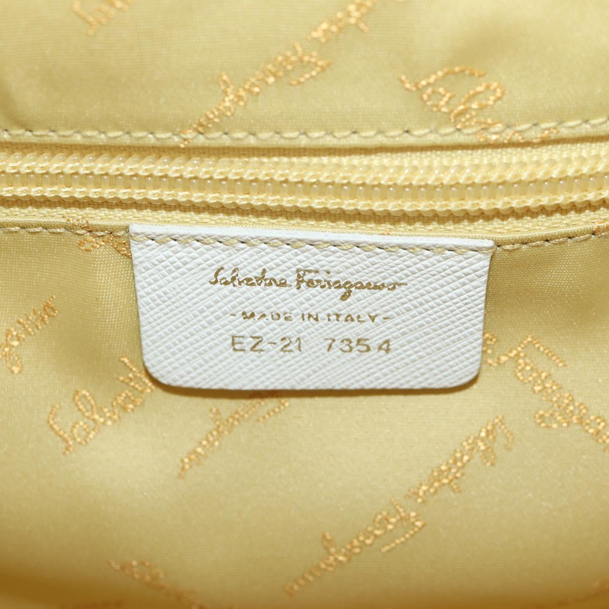 Salvatore Ferragamo Gancini Hand Bag Rattan Beige Silver Auth 159168V