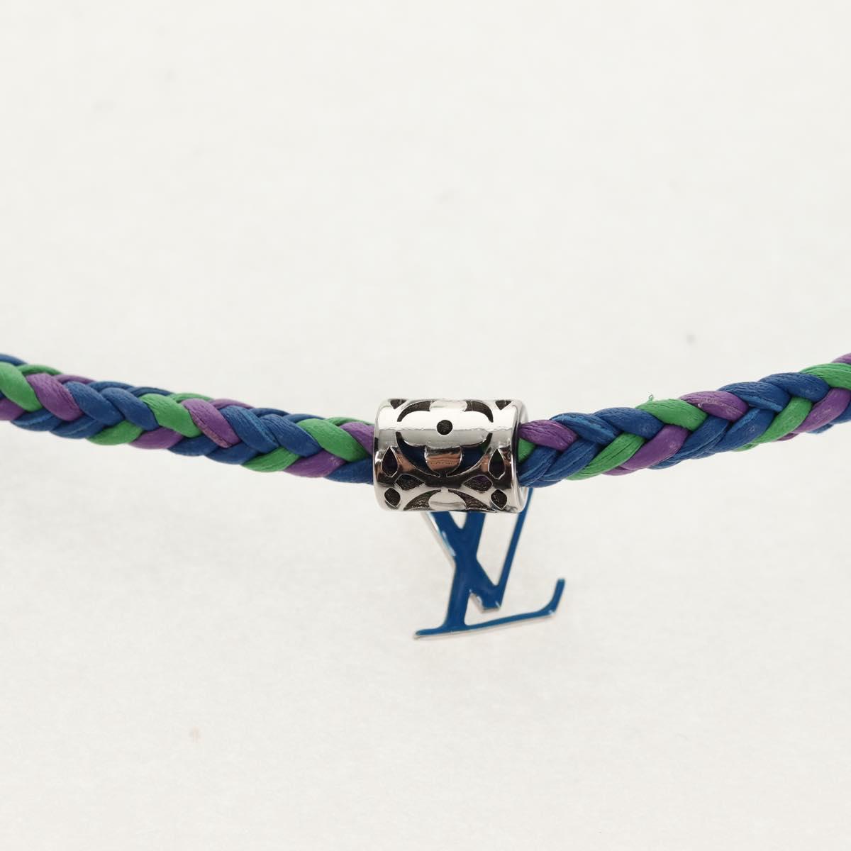LOUIS VUITTON Brass Friendship Bracelet Leather Blue M0967 LV Auth 159171M