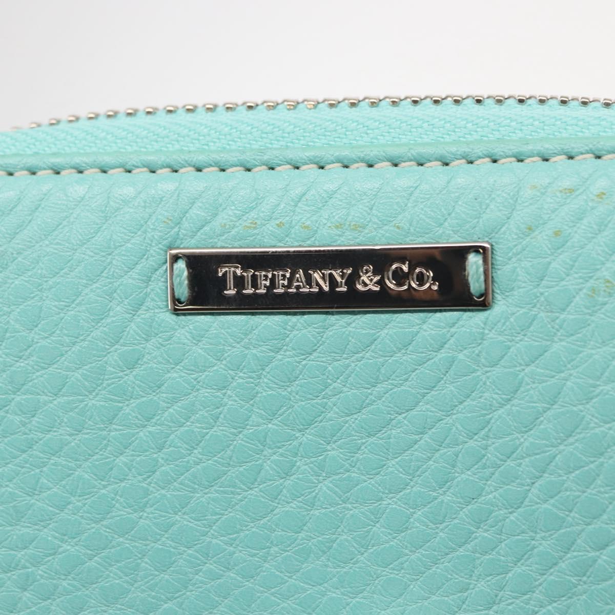 TIFFANY&Co. Coin Purse Leather Turquoise Blue Auth 159173