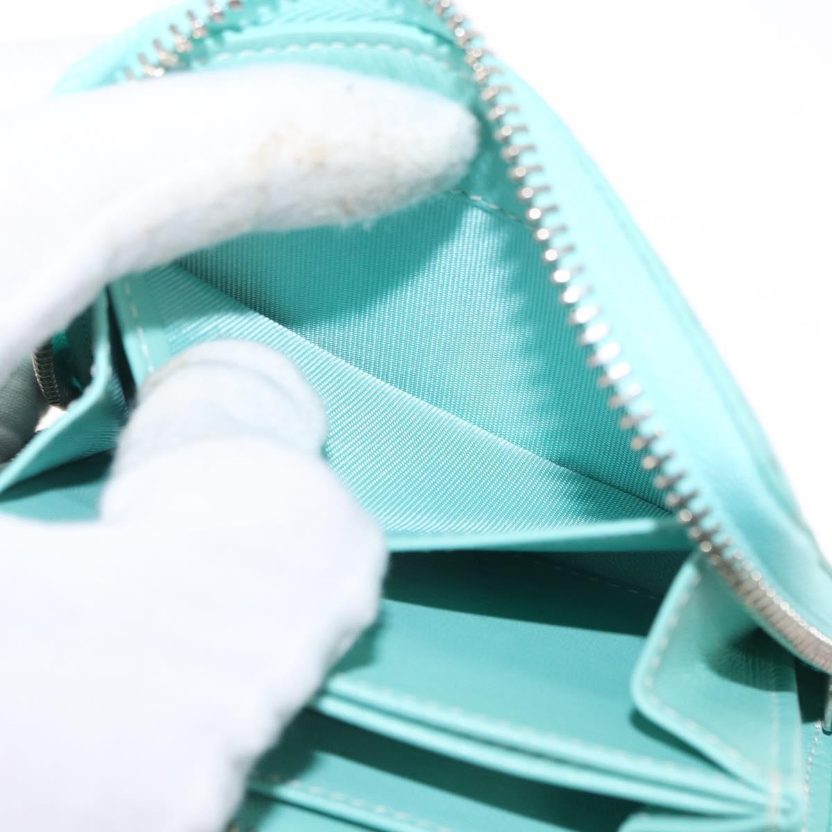 TIFFANY&Co. Coin Purse Leather Turquoise Blue Auth 159173