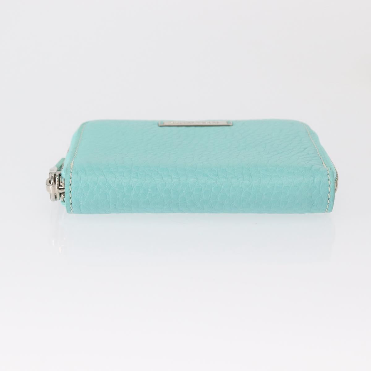 TIFFANY&Co. Coin Purse Leather Turquoise Blue Auth 159173