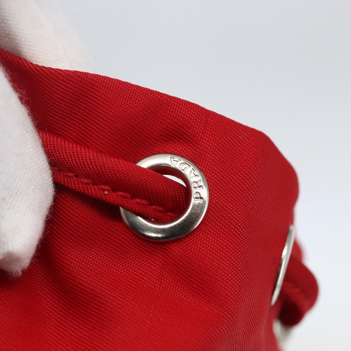 PRADA Pouch Nylon Red Silver Auth 159174