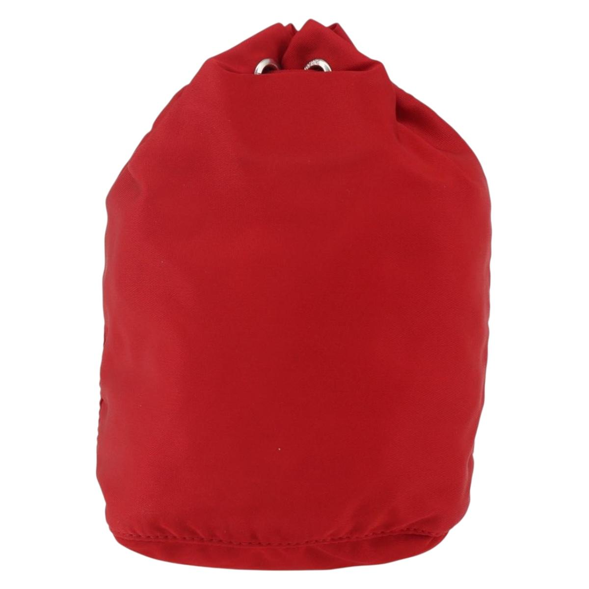 PRADA Pouch Nylon Red Silver Auth 159174