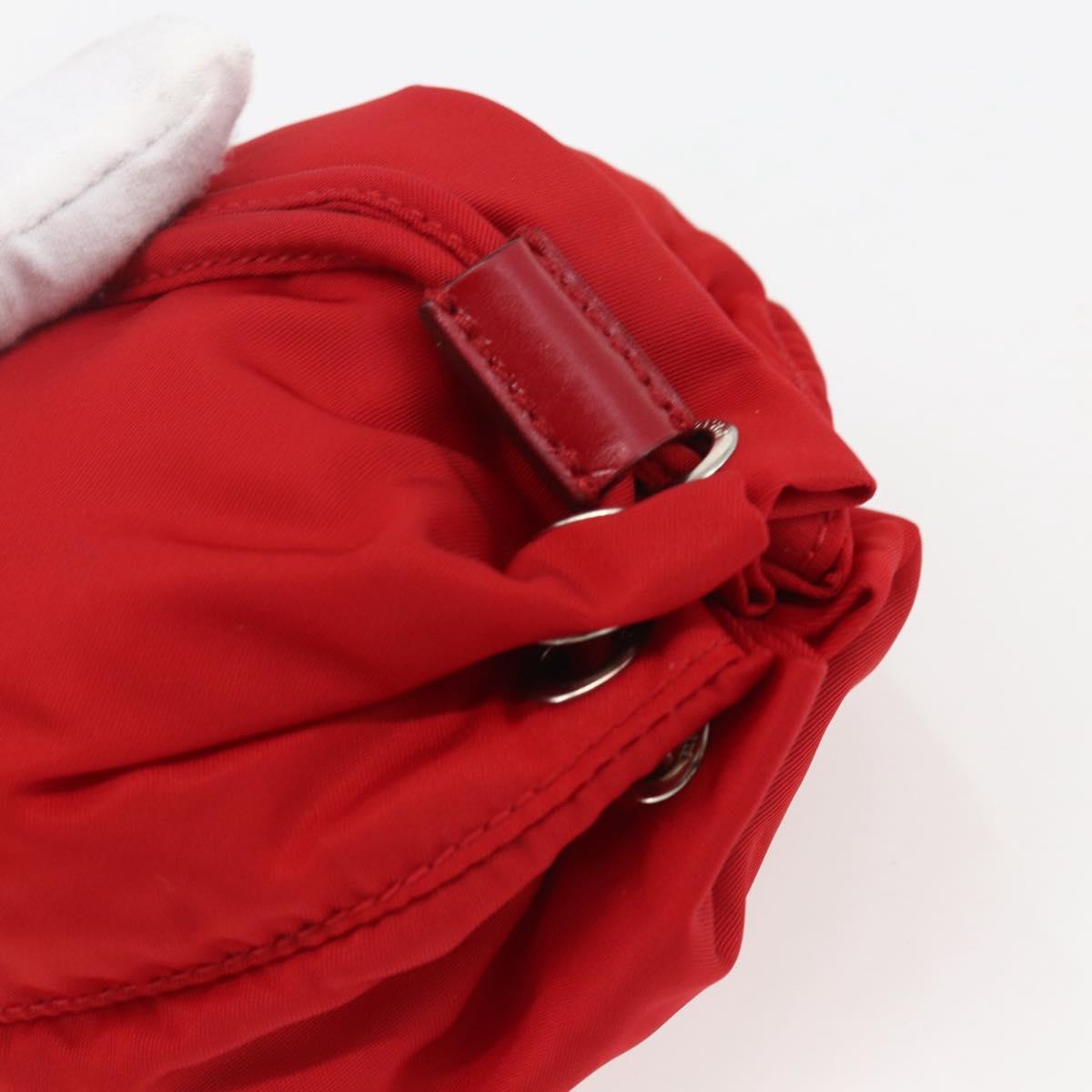 PRADA Pouch Nylon Red Silver Auth 159174