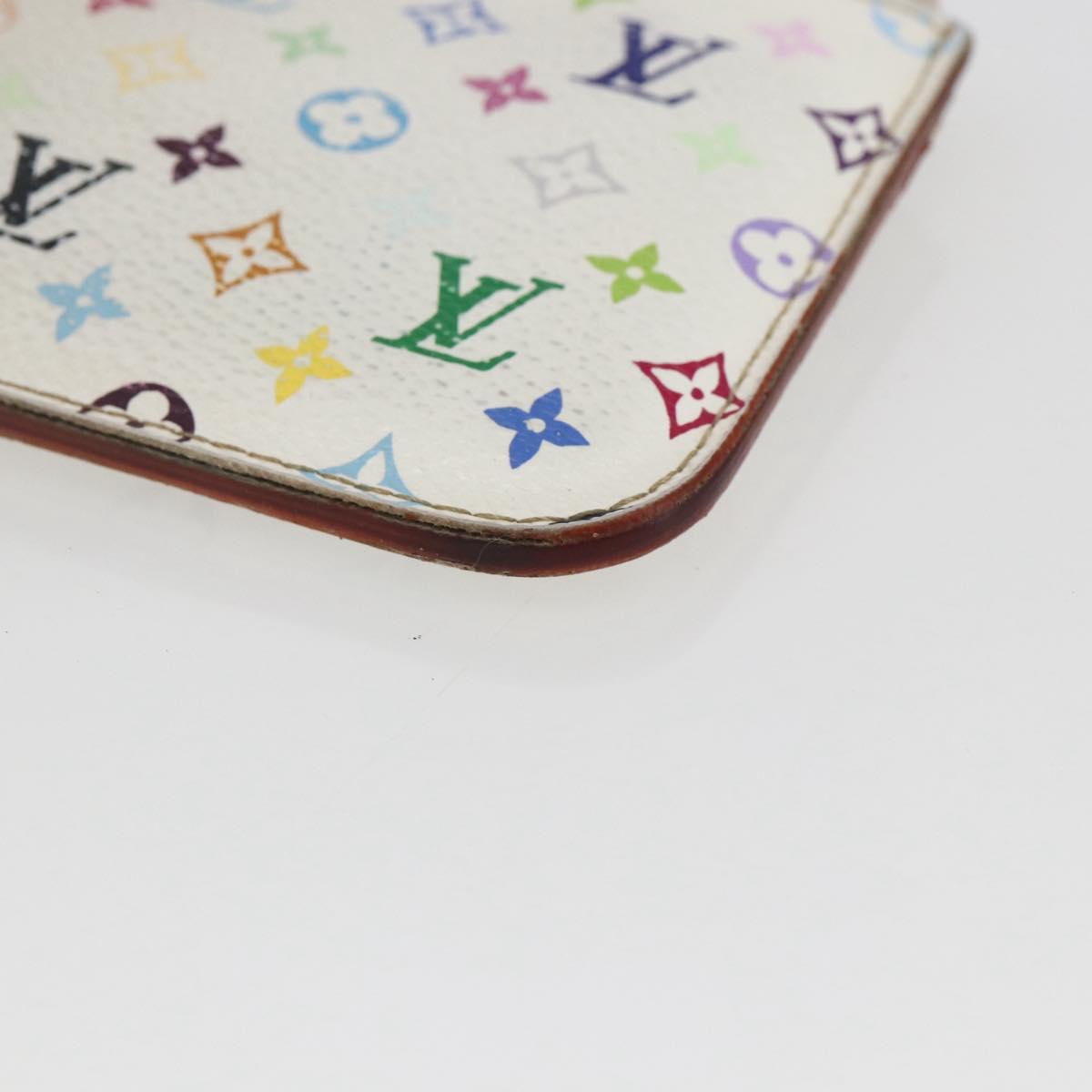 LOUIS VUITTON Multicolor Pochette Cles NM Coin Purse White M93734 LV Auth 159177